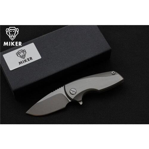 MIKER Tactical folding knife pocket knives D2 stainless steel blade titanium handle outdoor Survival hunting knife edc tools