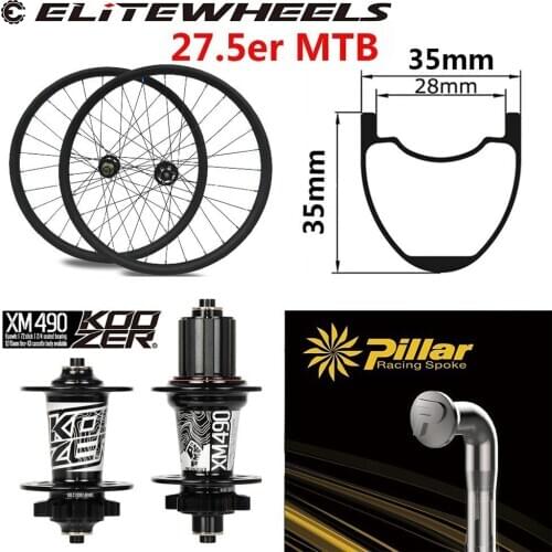 27.5er MTB Carbon Wheel 35*35mm 650B Hookles Rim Koozer XM 490 Hub And Pillar Spoke For Corss Country All Mountain Bike Wheelset