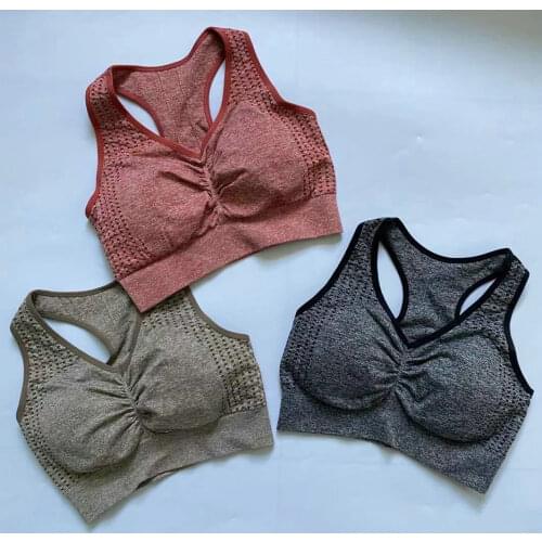 Upgrade Vital Seamless Yoga Bra Women Fitness Cropped Top Padded Push Up Sports Bra Gym Brassiere Workout Racerback Active Wear