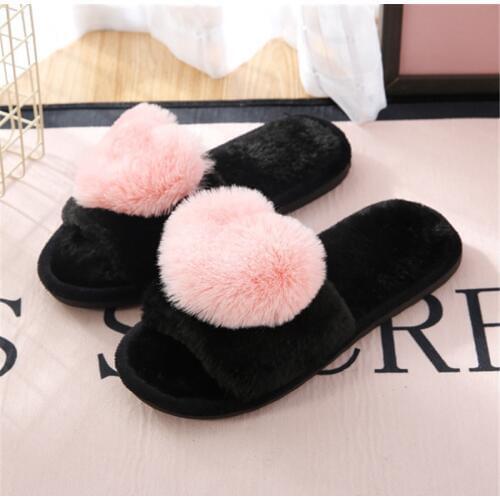 Woman slippers indoor summer Love Heart Cotton Slippers Winter Non-Slip Floor Home Furry Slippers Women Shoes Casual slippers