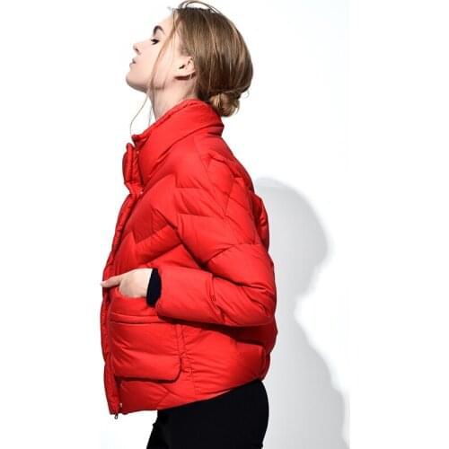 Women down jacket winter coat duck down turtleneck thickening all-match bread service design short down coat outerwear