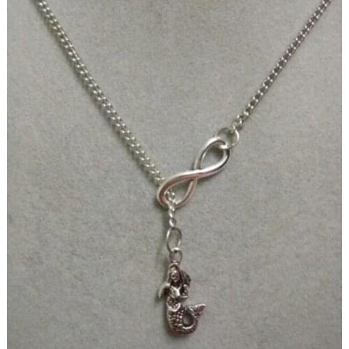 Lovely Mermaid & Lucky 8 New Fashion Vintage Charms Mermaid Pendant Necklace Suspension Jewelry Gift 10pcs