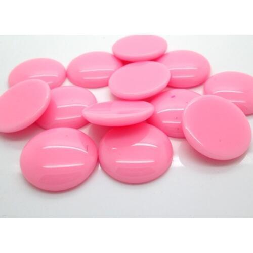 30Pcs 22mm Resin Pink Round Decoration Crafts Beads Flatback Cabochon Scrapbook DIY Embellishments Accessories Buttons