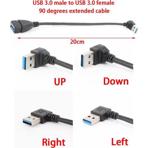 5pcs/lot USB 3.0 Male To USB 3.0 Female 90 Degrees Data Extension Cable