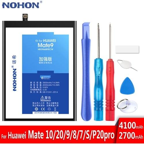 Original NOHON Battery For Huawei Mate 10 20 Pro 7 8 9 S P20 Pro Honor 8c/ Y9 2018/ Y7 prime Mobile Phone Accumulator Free Tools