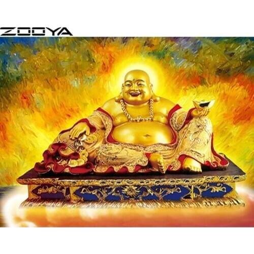 Diamond Embroidery Cross-Stitch Kits 5d DIY Diamond Painting Religious Golden Buddha Statue Embroidered With Rhinestones R643