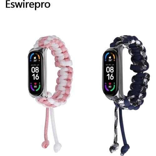 Correa Mi Band 6/6 NFC Umbrella Cord Braid Adjustable Replacement Wristband For Women men Bracelet for xiaomi mi band 3 4 5 6