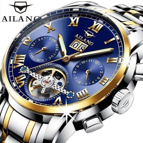 AILANG Tourbillon Watches Mens Mechanical Wristwatch Sports Clock Waterproof Fashion Casual Skeleton Watch Relogio Masculino