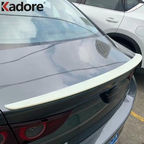 For Mazda3 Mazda 3 Axela 2019 2020 Carbon Fiber Rear Trunk Spoiler Cover Trim Tail Wing Boot Moulding Strip Car Styling