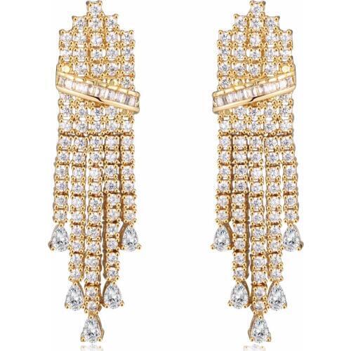 GrayBirds Nice Long Tassel Earrings AAA Cubic Zirconia Bohemia Earrings Allergy Free Lead Free MLE022