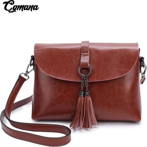 Quality Genuine Leather Female Shoulder Bag Vintage Tassel Women Crossbody Bag 2020 Messenger Bag Small Flap Bags for Lady Purse