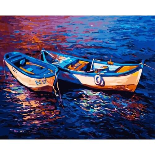 Painting By Numbers DIY Dropshipping 40x50 60x75cm Fishing boat renderings Still life Canvas Wedding Decoration Art picture Gift