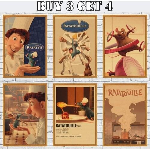 Classic Animation Film Rat Chef Vintage Kraft Paper Home Decor Wall Decal Art