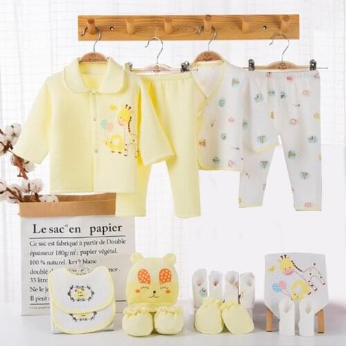 Newborn Infant Clothes Set 100% Cotton Autumn Winter Warm Baby Girl Boy Suit Baby Clothing Hat Bib Fit Shower Gift 18Pcs