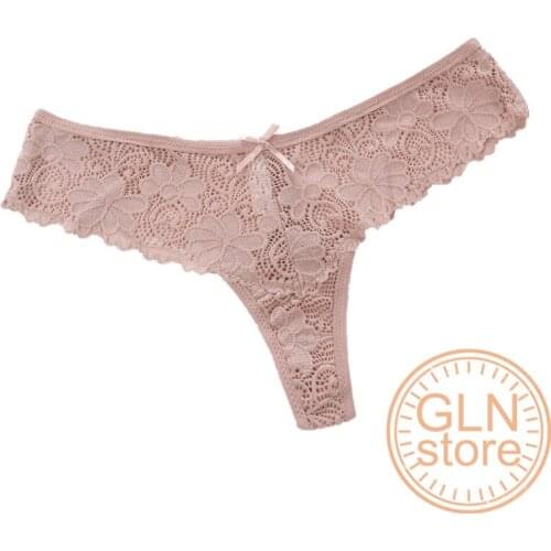 Hot Sale Thong Women 's Underwear Panties Lace Triangle Hollow Breathable Antibacterial Cotton Ladies Crotch Briefs 155