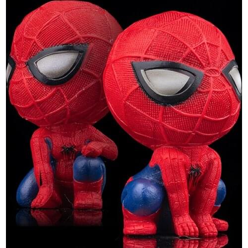 Marvel Spider Man Q-Version Kawaii Cute Big Head Model Anime Figures Favorites Collect Ornaments