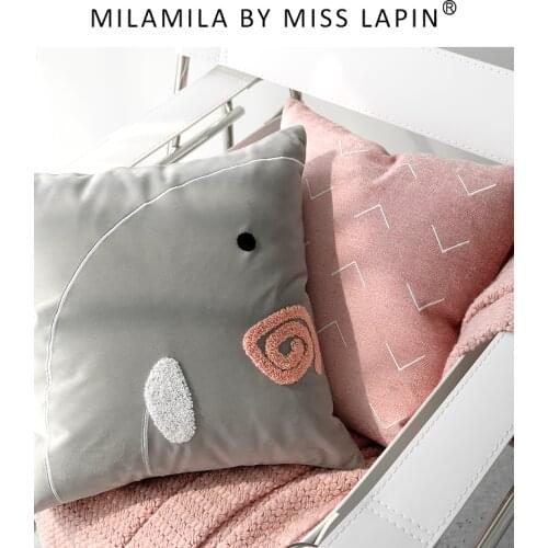MISS LAPIN Abstract Face Design Pink and Green Throw Pillow Cushion Cover Decorative