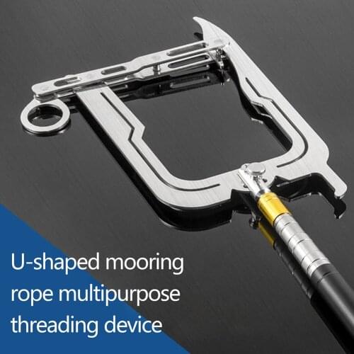Multi-Purpose Tightener Mooring Rope Dock Hook Long-distance Threader Stainless Steel Telescopic Boat Hooks Cable Wire Guider