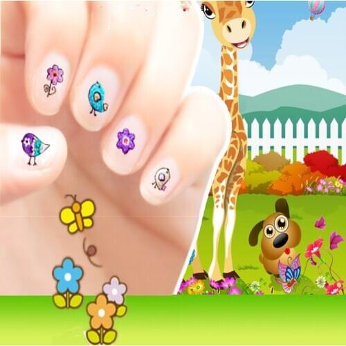 Cartoon nail stickers for children, nail stickers for pregnant women safe non-toxic baby waterproof and Sparkling Powder gift
