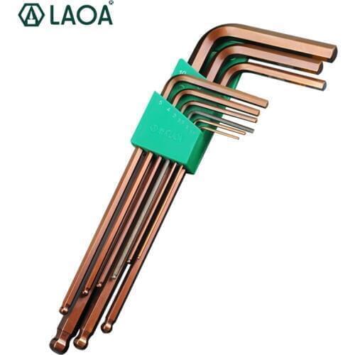 LAOA 8/ 9PCS S2 Metric/British type Hex Wrench Set Ball Ended Alex Spanner Hexagonal Wrench Set