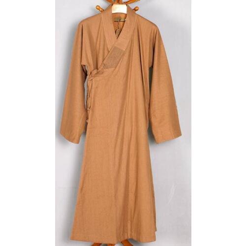 Unisex warm cotton&linen meditation Autumn&Winter coat buddhist lay robe zen monk suits taoist martial arts uniforms yellow