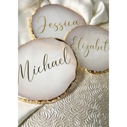 Personalized Agate Place Card Agate Wedding Favour Agate Name Setting Alternative Wedding Favours Wedding Place Setting Coaster