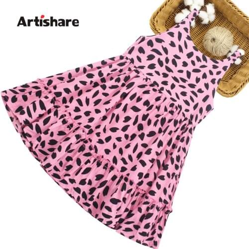 Girl Dresses Leopard Pattern Girl Child Dress Casual Style Kids Dresses Summer Costume Girl 6 8 10 12 14