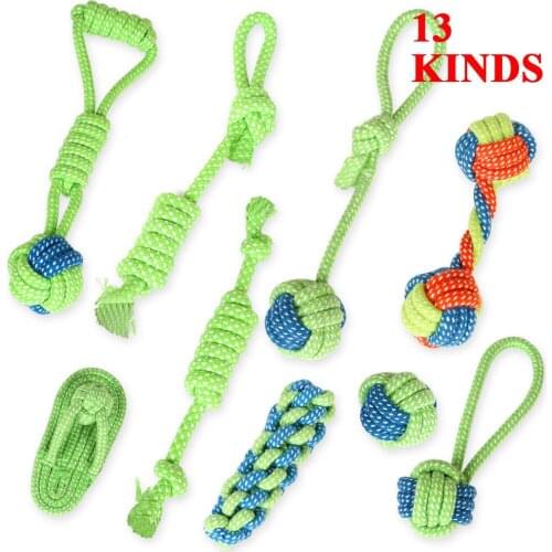 Durable Cotton Dogs Bite Knot Ball Chew Rope Toys Pets Teeth Clean Cats Travel Comfort Toys for Small Dogs Training Interactive