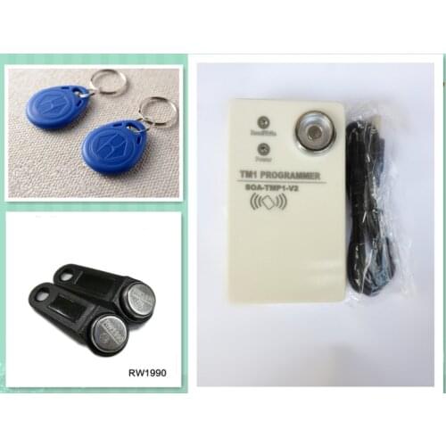DS1990A TM iButton Programmer Copier Cloner Duplicator V3 125Khz RFID Reader Writer+2 pcs RW1990 key Tags+2 pcs EM4305 Keyfobs