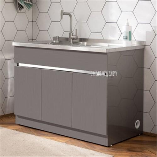 G110/G120 Basin Combination Cabinet With Washboard Small Family Type Laundry Pool Balcony Bathroom Stainless Steel Cabinet