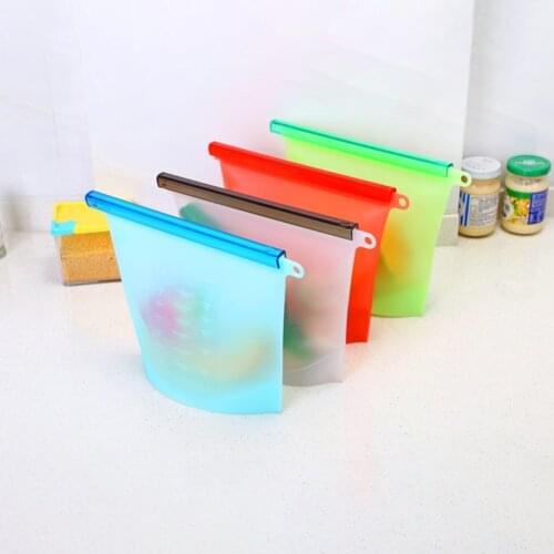 Silicone Foods Storage Bag Reusable Ziplock Fresh-Keeping Plastic Bags Packaging Zip Fruit And Vegetable Food Sealed Bag Kitchen