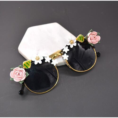 2019 Unique Luxury Ladies Fashion Cat Eye Sunglasses Retro Flowers Oversized Women Handmade Beach Sun Glassees Oculos Feminino