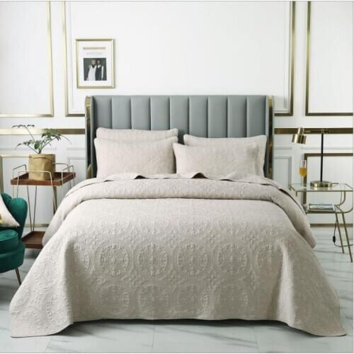 100% cotton Quilted flowers embroidery Bedspread Bed Cover Bed Sheet size 230x250cm and 250x270cm blanket Pillowcases 3pcs