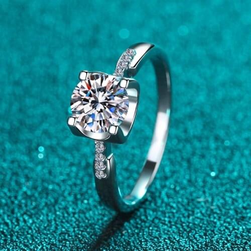 Passed Diamond Test Excellent Moissanite Ring 925 Sterling Silver Perfect 1Ct Gem Ring Fashion Women Wedding Anniversary Gif