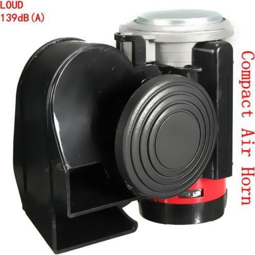 12V 139dB Black Snail Compact Dual Air Horn sound signal Car Train Air Horn for Car Vehicle Motorcycle Yacht Boat SUV Bike