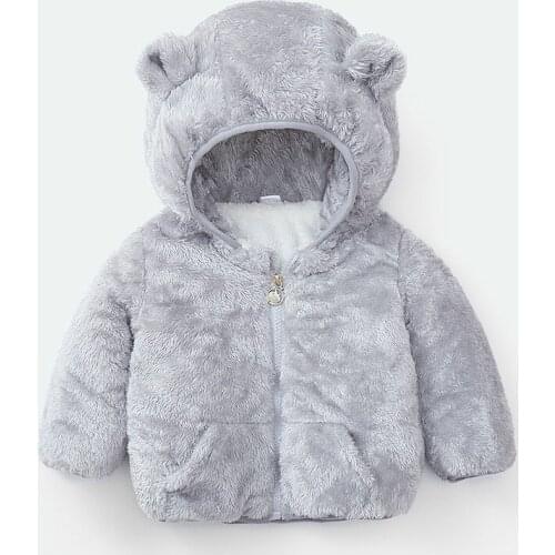 ZWF334 Girl Coat Winter Thicken Coral Fleece Jacket Children Autumn Long Sleeve Hoodie Jacket Cotton Clothes Plus Velvet Outfits