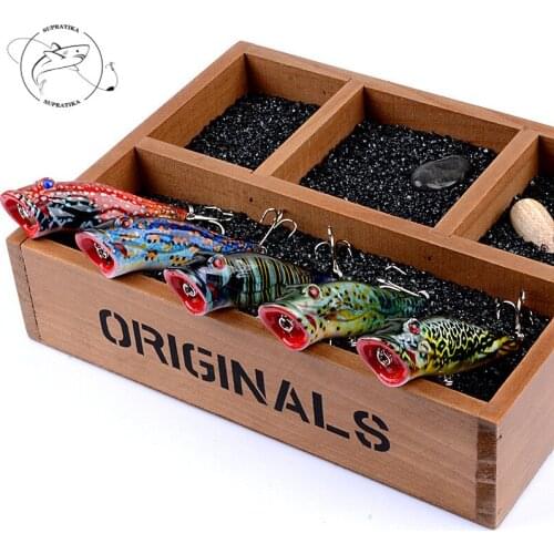 1Pcs Whopper Topwater Popper Fishing Bait 8cm/12.4g Isca Bionics Fishing Lures Artificial Crankbait 6# High Carbon Steel Hook