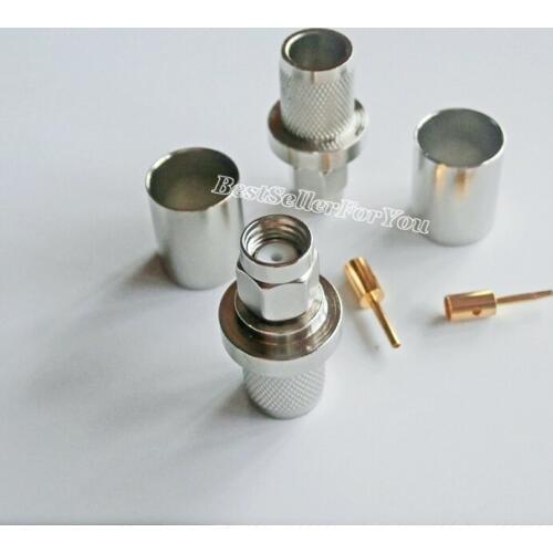 1Pcs RP-SMA Connector Plug Male (female Pin) Crimp RF Connector For LMR400 RG8 RG213 Cable