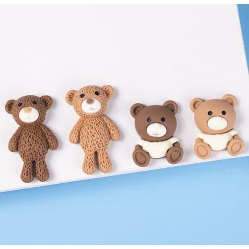 10Pcs/lot Cartoon Bear Flat back Resin Cabochon Kawaii Animal for Headwear Accessories Scrapbooking DIY Phone Case Decoration