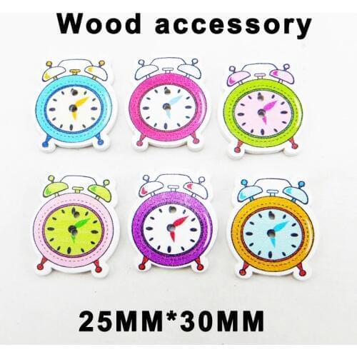 50pcs Pocket Watch Buttons Fit Cartoons Wood Sewing Button Garment Scrapbook Charms WCF-475
