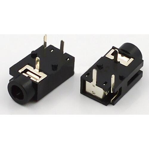 40pcs PJ-319A Audio Connector 3.5mm Headphone Jack Three Feet Plastic Head Black For Computer Chassis Audio Socket 90 Degrees
