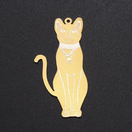 5pcs/lot 100% Stainless Steel Cat Charm Pendant Wholesale Top Quality Never Fade Finding Supplies Jewelry Bracelet Making