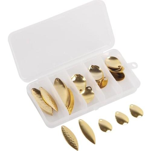 50pcs/box Gold Metal Lure accessories Hard Fishing Lure Spinner Lure Spinnerbait Tackle for Bass Pike fishing