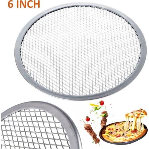 1pc 6inch Aluminum Mesh Grill Pizza Screen Round Baking Tray Net Kitchen Supplies Bakeware Pizza Mold Accessories
