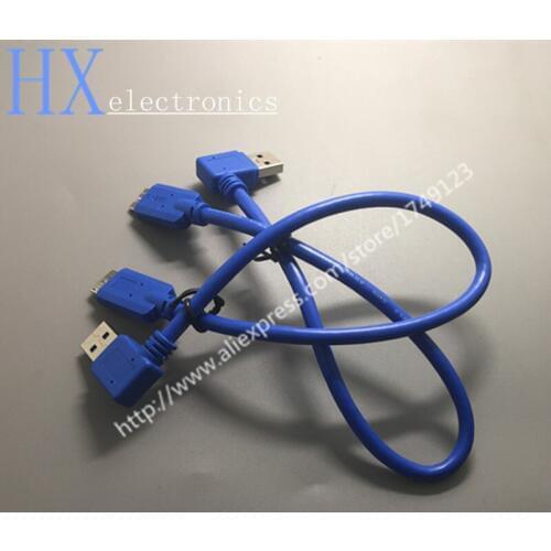 Free shipping 10PCS LBSC 30cm USB 3.0 A male to Micro B plug 10 pin 90 degree right angle Cable cord
