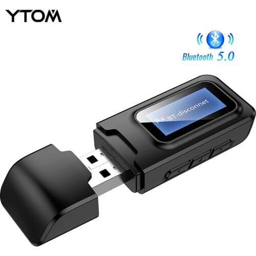 HIFI sound LCD Display Bluetooth 5.0 Audio Receiver Transmitter 2 IN 1 Mini 3.5mm Jack AUX USB Wireless Audio Adapter for Car PC