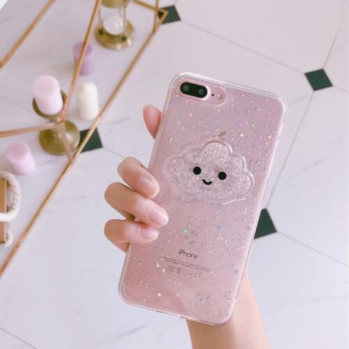 Liquid Glitter Powder Cute Phone Cases For iPhone 11 Pro Max X XR XS Max 6 6S 7 8 Plus Soft Dynamic Smile Face Clouds Back Cover