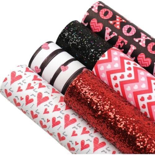 David accessories 20*33cm Valentines Day Printed Faux Leather Fabric for Bows LeaTher Sheets DIY Handmade Materials,1Yc13361