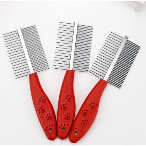 Double Row Pet Comb Stainless Steel Straight Comb Dog Comb Cat Grooming Comb Supplies Pet Hair Remover Pet Grooming Brush