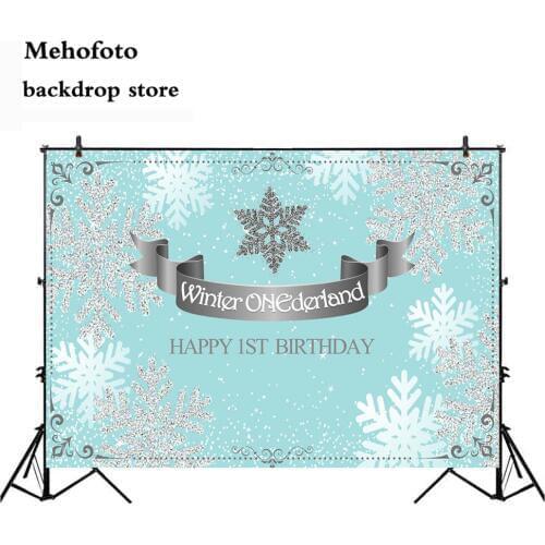 MEHOFOTO The Little Prince Backdrop Winter Wonderland Photo Background Video Baby Shower Party Supplies White Snowflake 179